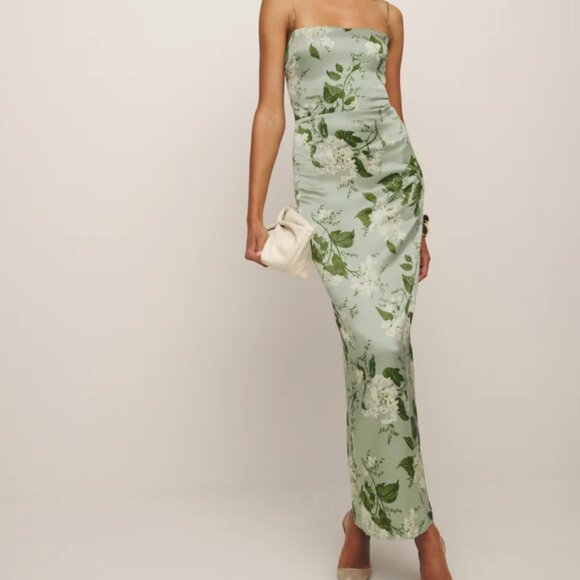 Reformation Frankie Silk Dress | Tea Garden | Silk | SALE| NEW |size 8 - Picture 1 of 10